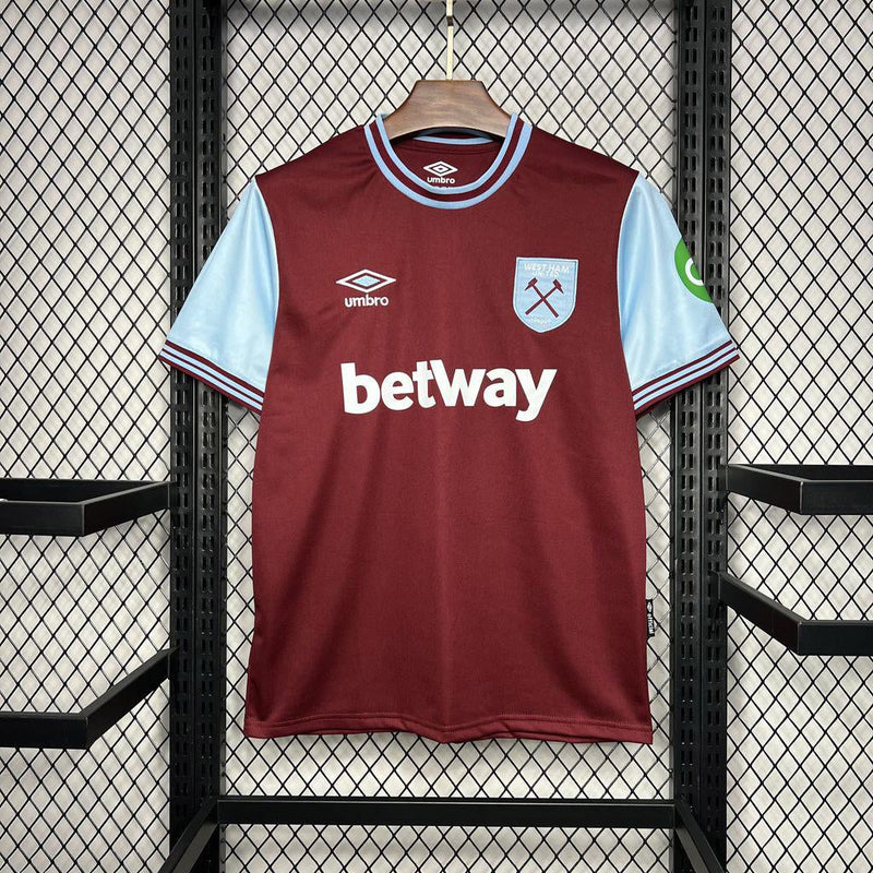 Camisa West Ham Home 24/25 - Vermelho e Azul