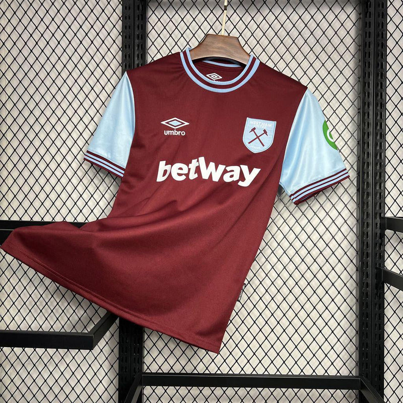 Camisa West Ham Home 24/25 - Vermelho e Azul