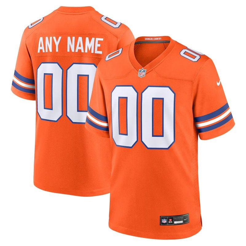 Camisa NFL Denver Broncos - Coleção Mile High - Retrô 1977 - Versão de Jogo - Laranja