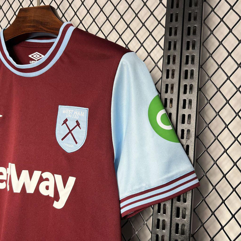 Camisa West Ham Home 24/25 - Vermelho e Azul
